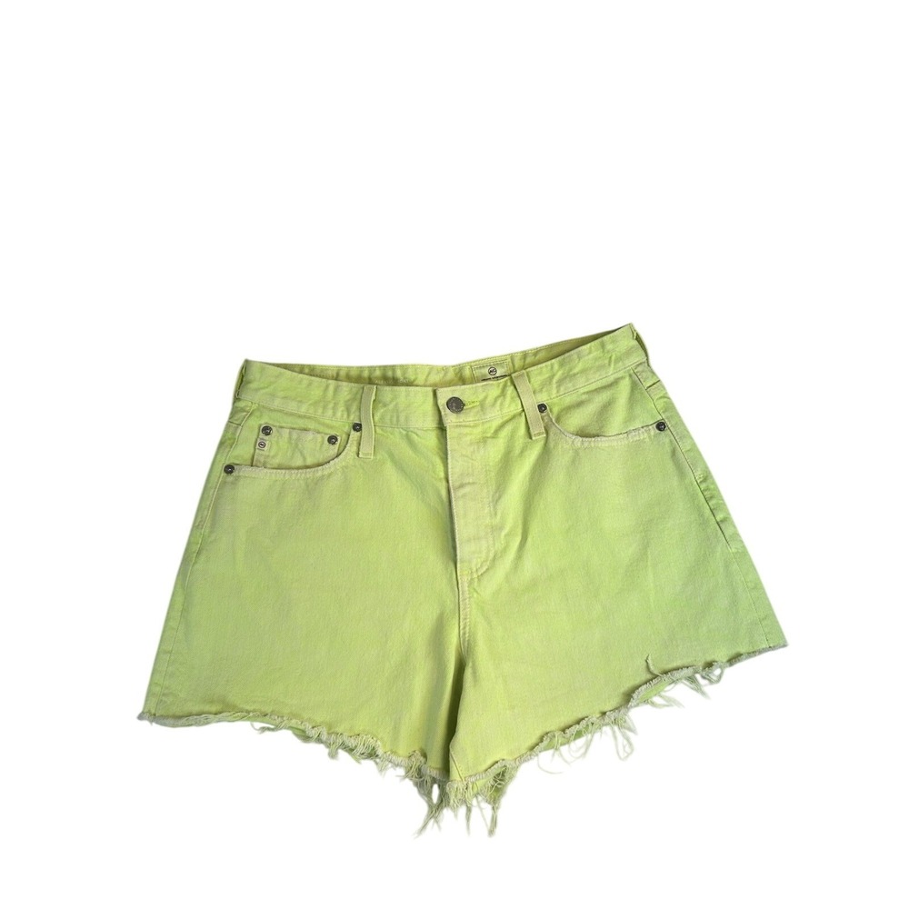 AG Adriano Goldschmied Alexxis High Rise Wedgie Shorts Lime Green Size 31R